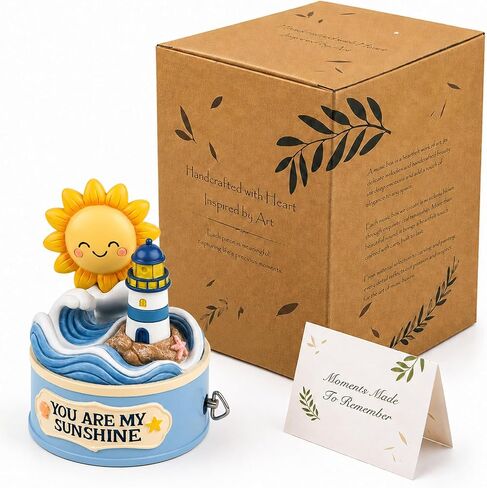 Bowu You are My Sunshine Music Box Figurine, Hand-Painted Lighthouse Ocean Collectible, Plays You are My Sunshine, Gift for Mom Dad Parents from Daughter Son, Mother’s Day Father’s Day Birthday Gift in Saudi Arabia
