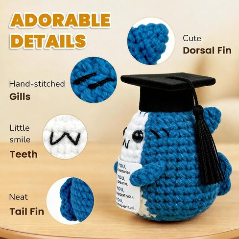 2026 Graduation Gifts for Men Women Her Him, Congrats Grad Gift for College Senior High School Masters Bachelors Degree Graduate Daughter Friend, Small Crochet Shark Desk Decor in Kuwait