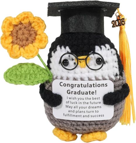 Graduation Gifts 2026, Positive Crochet Animals with Sunflower for College Highschool Graduation Gifts,Funny Handmade Crochet Gifts for Him Her in Saudi Arabia