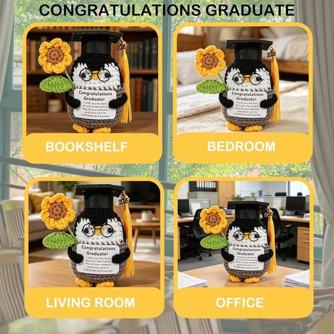 Graduation Gifts 2026, Positive Crochet Animals with Sunflower for College Highschool Graduation Gifts,Funny Handmade Crochet Gifts for Him Her in Saudi Arabia