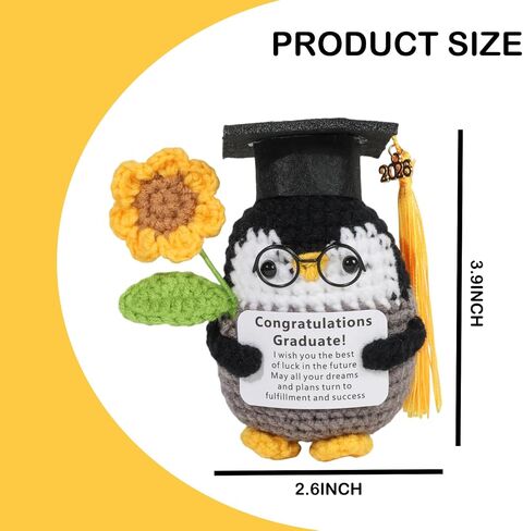Graduation Gifts 2026, Positive Crochet Animals with Sunflower for College Highschool Graduation Gifts,Funny Handmade Crochet Gifts for Him Her in Saudi Arabia