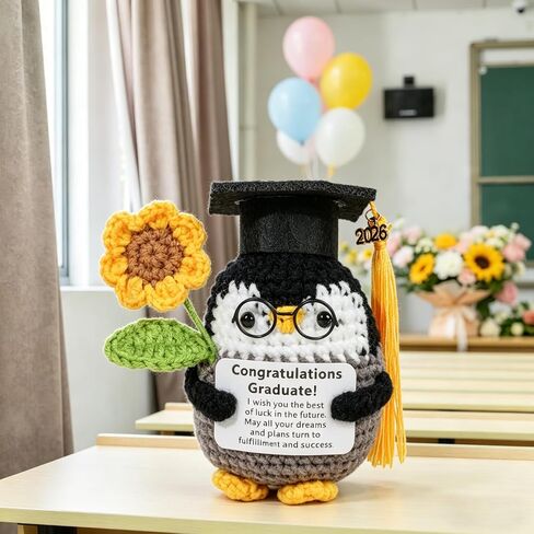 Graduation Gifts 2026, Positive Crochet Animals with Sunflower for College Highschool Graduation Gifts,Funny Handmade Crochet Gifts for Him Her in Saudi Arabia