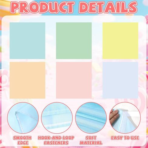 party greeting 6PCS Classroom Cabinet Curtain for Shelves Back to School Curtain 24.6 X 24 Inch Self Adhesive Curtains for School Kindergarten Daycare Primary Playroom Decor Pastel Candy in Kuwait