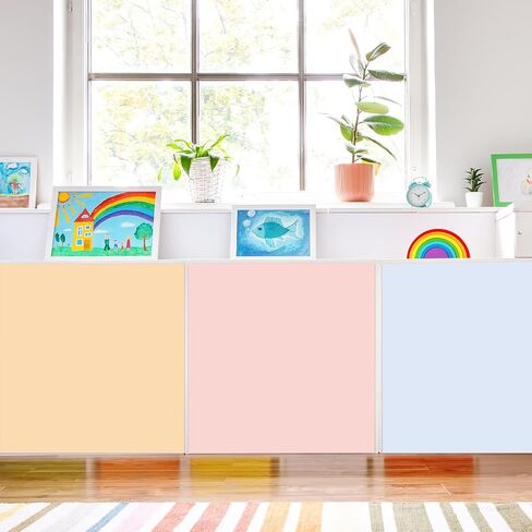party greeting 6PCS Classroom Cabinet Curtain for Shelves Back to School Curtain 24.6 X 24 Inch Self Adhesive Curtains for School Kindergarten Daycare Primary Playroom Decor Pastel Candy in Kuwait