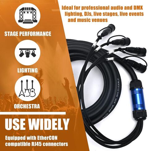 Jamesin CAT6 Shielded Ethercon Cable, 25 Feet, with Booted Rj45, Tactical Locking Ethernet, and Converta-Shell Connectors, for Studio Setups, Touring, Stage Production, Concerts & Other Applications in Saudi Arabia