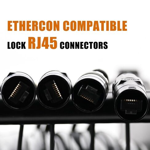 Jamesin CAT6 Shielded Ethercon Cable, 25 Feet, with Booted Rj45, Tactical Locking Ethernet, and Converta-Shell Connectors, for Studio Setups, Touring, Stage Production, Concerts & Other Applications in Saudi Arabia