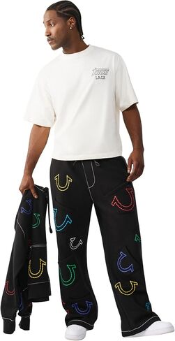 سويت شيرت HS Big T فضفاض للرجال من True Religion - خصر برباط، جيب جانبي in Kuwait