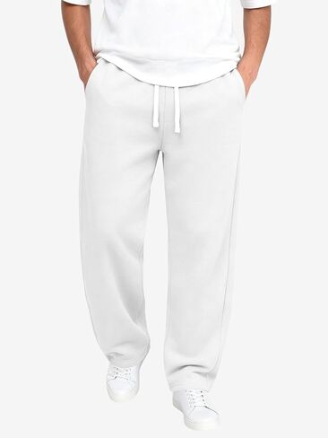 Men's Open Bottom Sweatpants Mid-Weight Cotton Lounge Pants Casual Baggy Straight Leg Sweatpants with Pockets in Kuwait
