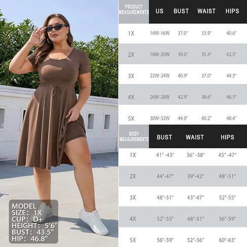 GINKANA Plus Size Tennis Dress with Separate Shorts and Pockets Short Sleeve U Neck Athletic Pickleball Outfit for Women in Kuwait