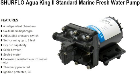 Shurflo by Pentair Aqua King™ II Standard Fresh Water Pump - 12 VDC, 3.0 GPM in Kuwait