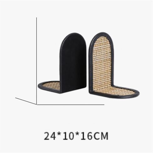 Bookend Support Bookends Chinese Retro Bamboo Leather L-Shape Book Holder Bookshelf Ends for Shelves Study Office Desk Bookends in Saudi Arabia