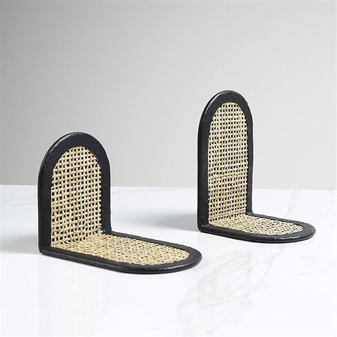 Bookend Support Bookends Chinese Retro Bamboo Leather L-Shape Book Holder Bookshelf Ends for Shelves Study Office Desk Bookends in Saudi Arabia