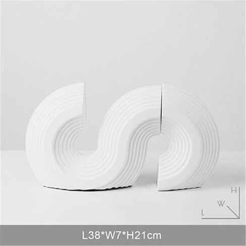 دعم الدفاتر الراتنج الدفاتر على شكل S أشكال هندسية رف الكتب الحلي لدفاتر المكتبة المنزلية (أبيض) in Kuwait