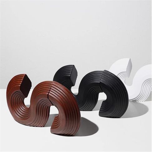 دعم الدفاتر الراتنج الدفاتر على شكل S أشكال هندسية رف الكتب الحلي لدفاتر المكتبة المنزلية (أبيض) in Kuwait