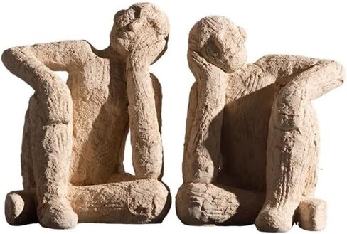 Bookend Support Minimalist Figure Sculpture Bookend Resin for Heavy Books, Decorative Shelf Bookends Bookends in Kuwait