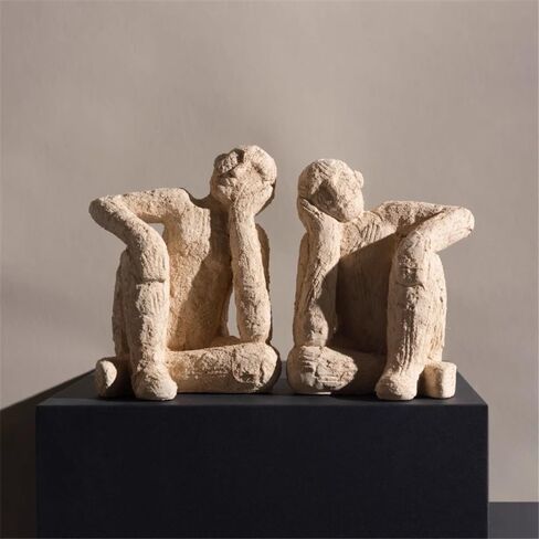 Bookend Support Minimalist Figure Sculpture Bookend Resin for Heavy Books, Decorative Shelf Bookends Bookends in Kuwait