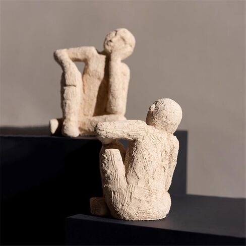 Bookend Support Minimalist Figure Sculpture Bookend Resin for Heavy Books, Decorative Shelf Bookends Bookends in Kuwait