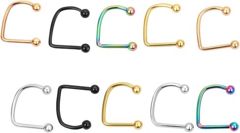 16G الفولاذ المقاوم للصدأ الشفاه مونرو ميدوسا مسمار ثقب U على شكل الكرة مخروط ليبي حلقة Labret الشفاه خواتم ثقب المجوهرات 8 مم 10 مم 12 مم (12 مم) in Kuwait