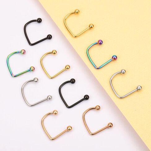 16G الفولاذ المقاوم للصدأ الشفاه مونرو ميدوسا مسمار ثقب U على شكل الكرة مخروط ليبي حلقة Labret الشفاه خواتم ثقب المجوهرات 8 مم 10 مم 12 مم (12 مم) in Kuwait