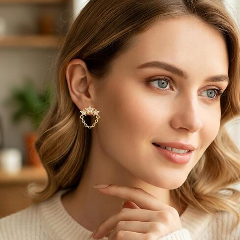 4 PCS Floating Helix Jewelry, Hidden Helix Earring Dangle with Diamond and Star Designs, Helix Piercing Jewelry for Various Occasions, Vertical Helix Earrings in Kuwait