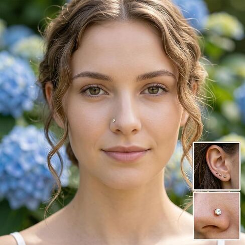 15pcs Nose Rings and Studs Set – 16G Hoops(1.2mm) & 20G L-Shaped Studs(0.8mm), 316L Surgical Steel Nose Piercing Jewelry with CZ Ball, Hinged Clicker Rings Gift for Women Men in Saudi Arabia