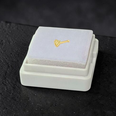 OROFELIZ Nugget Nose Stud 14K Gold Heart Shape 22 Gauge with Bone End 3mm Heart Shape in Kuwait