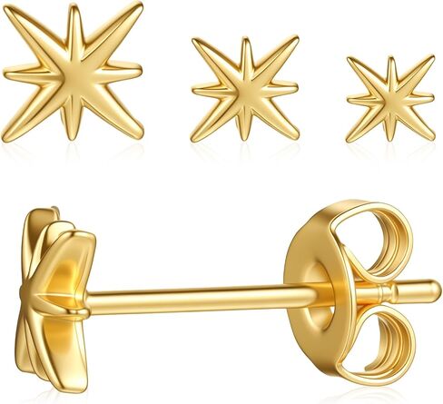3pcs Flat Back Earrings Gold Plated Tiny Stud Earrings Threadless Nose Stud Cute Small Flatback Earring Cartilage Jewelry for Helix Tragus Conch Nose Piercing Dainty Earring Set in Saudi Arabia