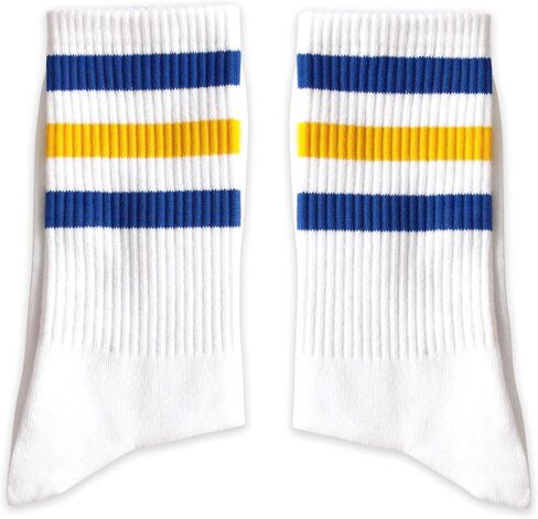 Classic Striped Crew Socks, Soft Cotton Retro Athletic Sport Socks, Back To School Gifts for Men Women in Saudi Arabia