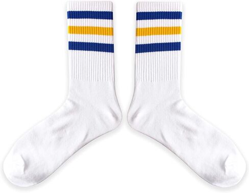 Classic Striped Crew Socks, Soft Cotton Retro Athletic Sport Socks, Back To School Gifts for Men Women in Saudi Arabia