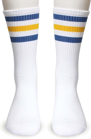Classic Striped Crew Socks, Soft Cotton Retro Athletic Sport Socks, Back To School Gifts for Men Women in Saudi Arabia