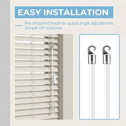 2 PCS 17 Inch Blind Wand, Vertical Blinds Replacement Parts with Hook, White Fiberglass Window Blind Tilt Wand for Windows Curtain Door Supplies in Saudi Arabia