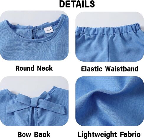 Azmxynol Tween Girls Casual Textured Fabric Bow Back Camisole Top And Shorts Set, Size 7-13 Years in Kuwait