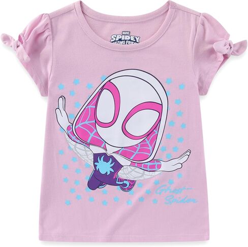 طقم تي شيرت قصير الأكمام للفتيات من Marvel Spider-Gwen Ghost Spider وسروال قصير للدراجة للأطفال الصغار وحتى الأطفال الكبار in Kuwait