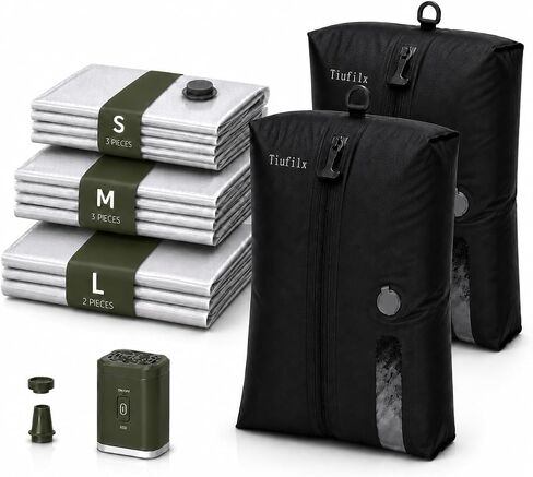 12 Travel Vacuum Bags with Pump for Travel Camping Sports Business TPU&PAPE Space Saver 2 Pack Storage with Portable Air Pump, Compression Packing for Clothes, Luggage, Suitcases - Green 48L in Saudi Arabia