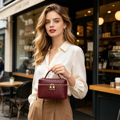 Women's Square Box Crossbody Purse Mini Woven L19 Satchel Bag Trendy PU Leather Shoulder Handbag with Adjustable Strap in Kuwait