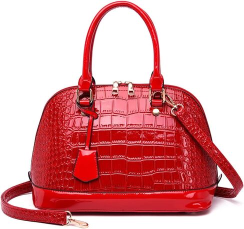 Genuine Leather Classic Dome Zip Satchels For Women Crocodile Pattern For Commuting in Kuwait