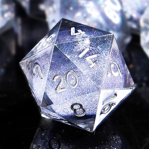 WSJSWQ Liquid Core DND Dice Set, 7pcs Resin Sharp Edge Polyhedral D&D Dice for Dungeons and Dragons TTRPG Role Playing Games with Gifts Box (Galaxy) in Saudi Arabia