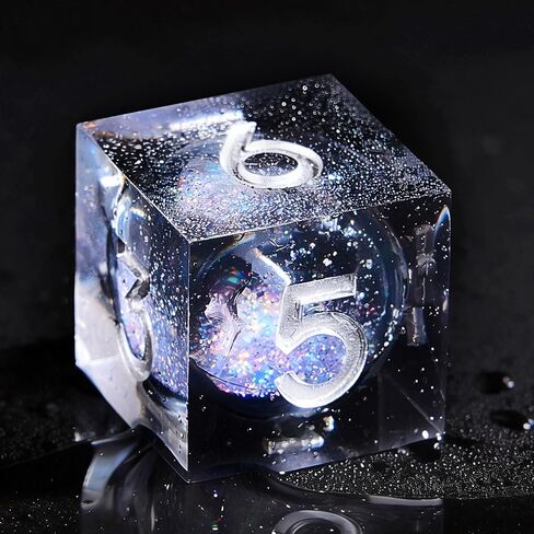 WSJSWQ Liquid Core DND Dice Set, 7pcs Resin Sharp Edge Polyhedral D&D Dice for Dungeons and Dragons TTRPG Role Playing Games with Gifts Box (Galaxy) in Saudi Arabia