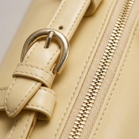 SUMELL Sleek Baguette Shoulder Bag - Beige Vegan Leather Handbag with Double Long Handles in Saudi Arabia