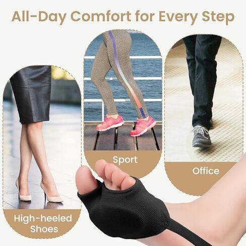 Metatarsal Pads for Women & Men 2 Pairs with Gel Inserts,Ball of Foot Pain Relief for Metatarsalgia,Sesamoiditis & Morton's Neuroma (Black Small) in Saudi Arabia