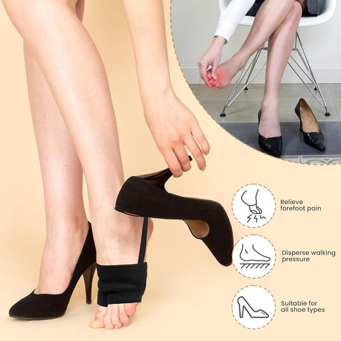 Metatarsal Pads for Women & Men 2 Pairs with Gel Inserts,Ball of Foot Pain Relief for Metatarsalgia,Sesamoiditis & Morton's Neuroma (Black Small) in Saudi Arabia