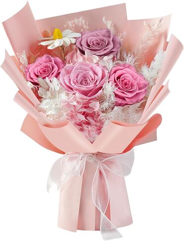 Preserved Red Rose Bouquet, 7 Pcs Real Forever Flowers Last 3+ Years, Gifts for Valentine's Day Mother's Day, for Wife Girlfriend Mom Her in Saudi Arabia