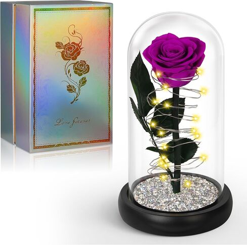 Mothers Day Rose Gifts for Mom from Daughter Son,Birthday Gifts for Women,Crystal Light Up Rose in A Glass Dome with Sparkling Base,Colorful Mothers Day Flowers Gifts for Mom Wife Grandma Anniversary in Kuwait