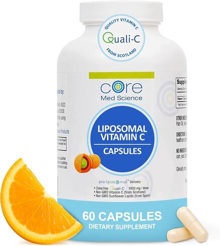 Core Med Science Liposomal Vitamin C 1000mg, 270 Softgels - Non-GMO Natural Liposomal Vitamin C Supplement that Promotes Healthy Skin - Immune System Booster for Adults, Supports Collagen Formation in Kuwait