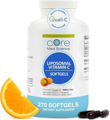 Core Med Science Liposomal Vitamin C 1000mg, 270 Softgels - Non-GMO Natural Liposomal Vitamin C Supplement that Promotes Healthy Skin - Immune System Booster for Adults, Supports Collagen Formation in Saudi Arabia