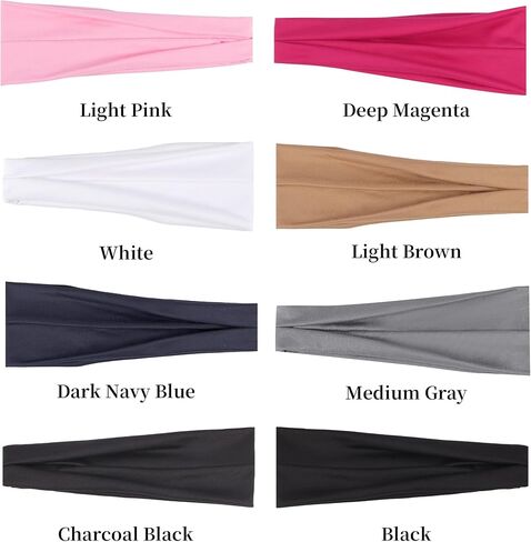 Headbands for Women – 8 Pack Wide Elastic Hair Bands, Soft Stretchy Non-Slip Sweatbands for Workouts, Yoga, Washing Face & Daily Wear in Kuwait
