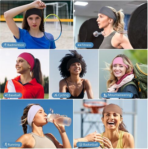Headbands for Women – 8 Pack Wide Elastic Hair Bands, Soft Stretchy Non-Slip Sweatbands for Workouts, Yoga, Washing Face & Daily Wear in Kuwait