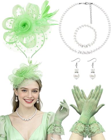 Fascinator Tea Party Hat Set for Women Elegant Vintage Accessories for High Tea Wedding Bridal Shower in Saudi Arabia