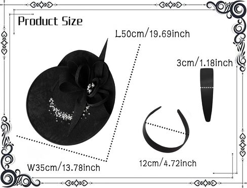 قبعات Dressfan Vintage Fascinator للنساء، قطع لؤلؤ الكتان لحفلات الزفاف في كنيسة ديربي in Kuwait