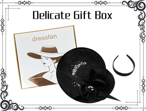 قبعات Dressfan Vintage Fascinator للنساء، قطع لؤلؤ الكتان لحفلات الزفاف في كنيسة ديربي in Kuwait